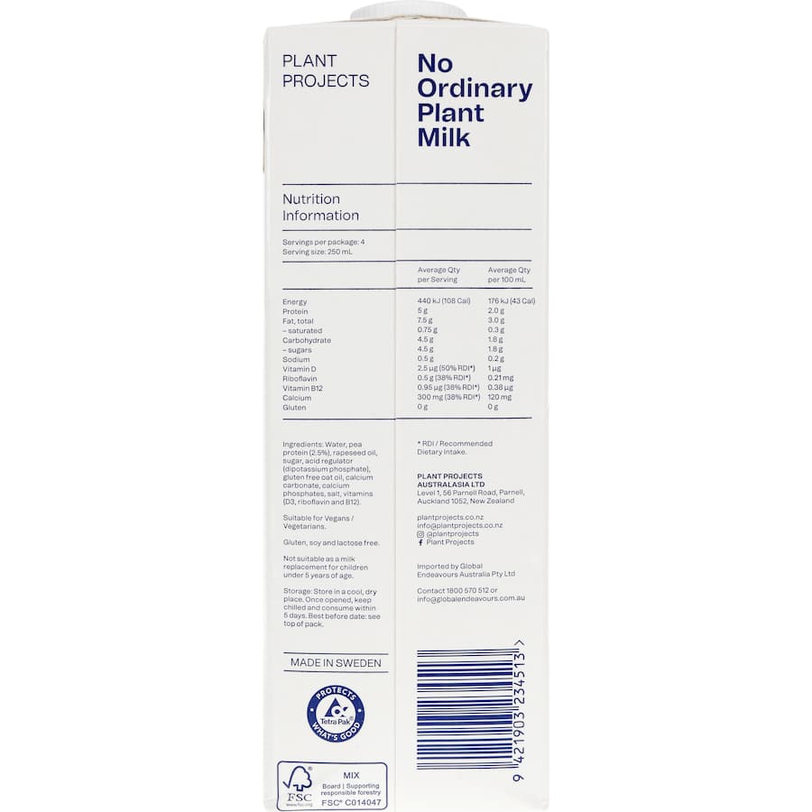No Ordinary Plant Milk  Carton 1L