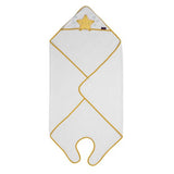 Bamboo Extra Large Apron Baby Bath Towel - White & Honey - ClevaMama