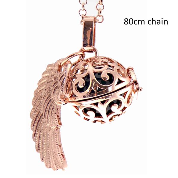 Angel Caller Necklace - Curls + Wing Rose Gd (80cm)