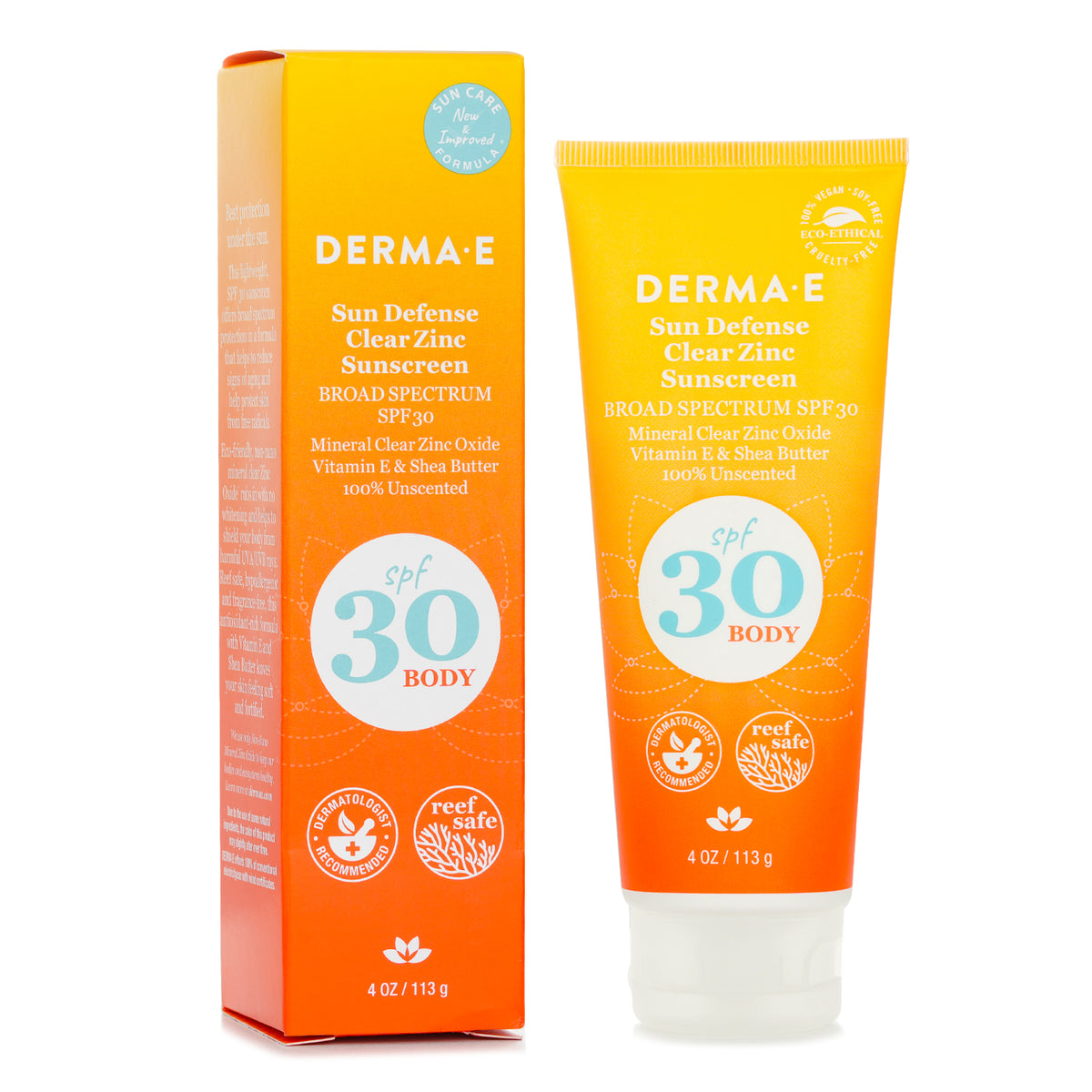 Derma E Sun Defense Clear Zinc Sunscreen SPF30 For Body  113g