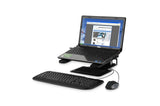 Kensington Smartfit Adjustable Laptop Stand with height adjustments to reduce strain and optimize workspace organization.