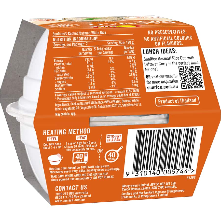 Sunrice Microwave Basmati Rice Cup