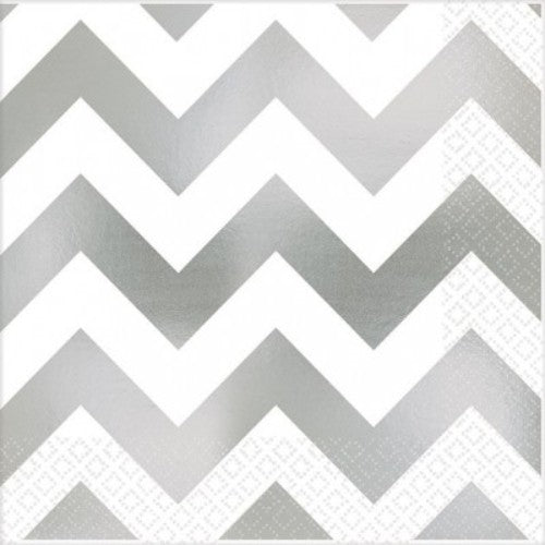 Stylish silver beverage napkins, 25cm x 25cm, pack of 16 for elegant gatherings and practical use.