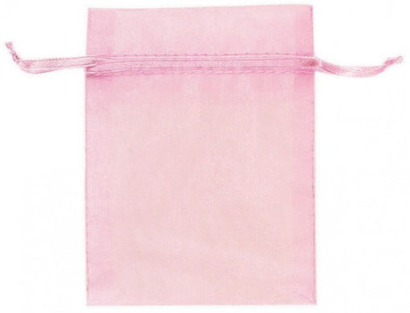 Pack of 24 elegant New Pink organza bags, perfect for gifts, favors, and special occasions.