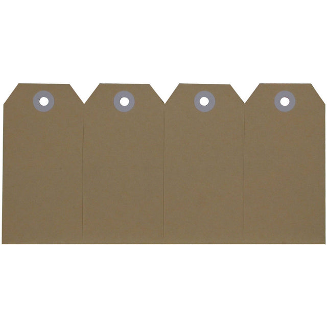 Durable ESSELTE SHIPPING TAGS 40x82mm in buff, ideal for labeling products and organizing with reinforced holes.