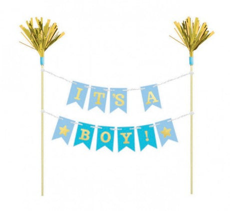 'It's A Boy' Cake Pick, a charming topper for baby showers and gender reveals, adding joy to your desserts.