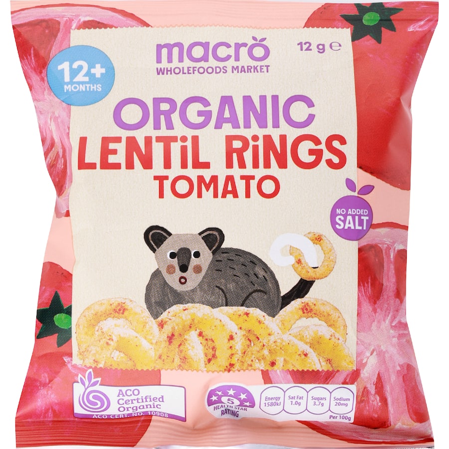 Macro Organic Lentil Rings Tomato 12+ Months 12g