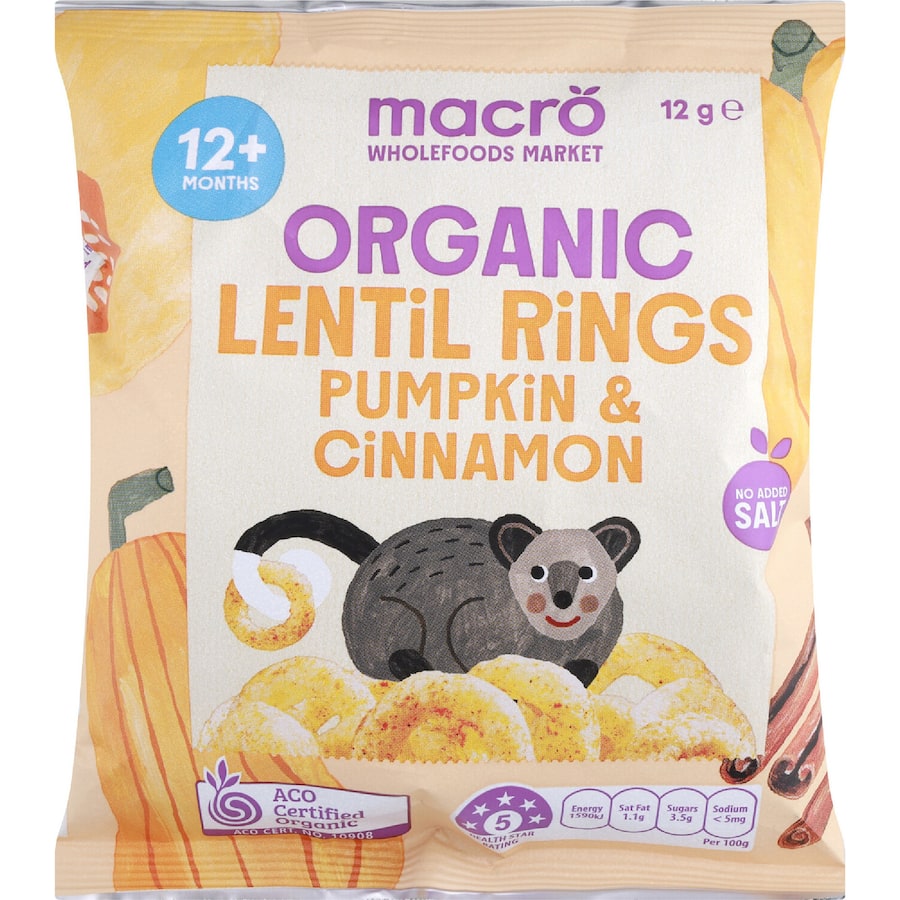 Macro Organic Lentil Rings Pumpkin & Cinnamon 12+ Months 12g