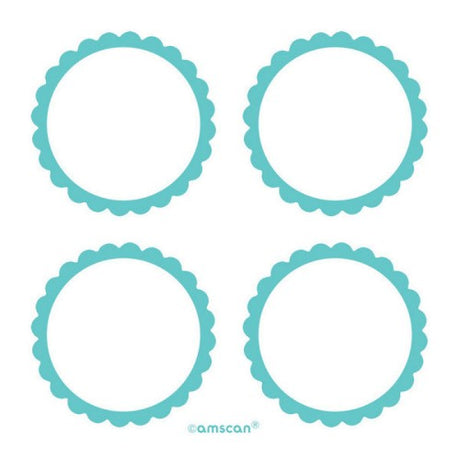 Pack of 5 Robin's Egg Blue scalloped labels, perfect for organizing and adding elegance to any project.
