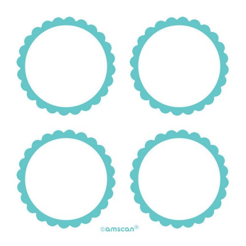 Pack of 5 Robin's Egg Blue scalloped labels, perfect for organizing and adding elegance to any project.