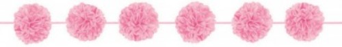 Two fluffy pink garlands perfect for nurseries and party decor, adding a whimsical touch to any space.