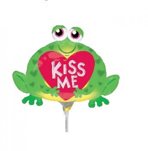 Whimsical Mini Shape Kiss Me Toad Balloon, perfect for celebrations and romantic occasions.