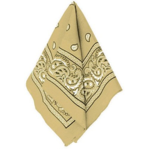 Stylish Gold Bandana measuring 20x20 inches, versatile for fashion, hair, neck, or face covering.
