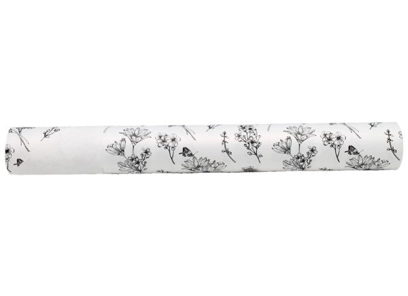 Euro Wrap Roll Two Sided Colour One Side White/One Side Printed Vintage Flower
