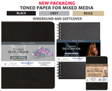 NOVA BEIGE SPIRAL sketchbook features 150gsm medium-grain paper, ideal for various artistic mediums in a 6x8” format.