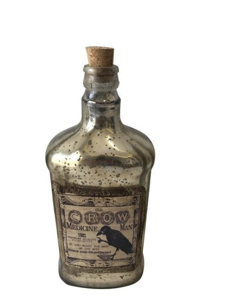 Glass Decorative Bottle / Vase - 25cm (Antique Silver Gold)