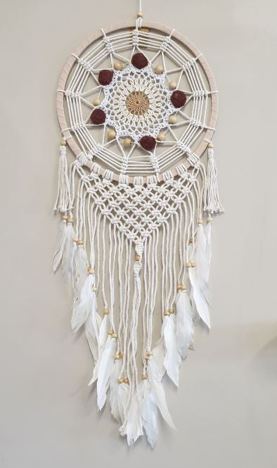 Pom Pom Crochet Dream Catcher Mustard