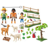 Playmobil Alpaca Hike set featuring fluffy alpacas, halters, and green fodder for kids to explore and learn about alpaca care.