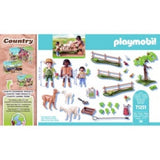 Playmobil Alpaca Hike set featuring fluffy alpacas, halters, and green fodder for interactive play and learning.