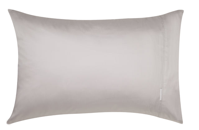 Luxurious Logan and Mason 400TC Egyptian cotton sateen pillowcase in pewter, soft, durable, and elegant for restful sleep.