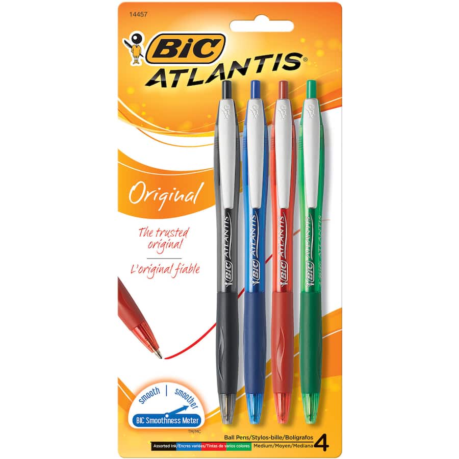 Bic Atlantis Pens Mixed Colours 4pack