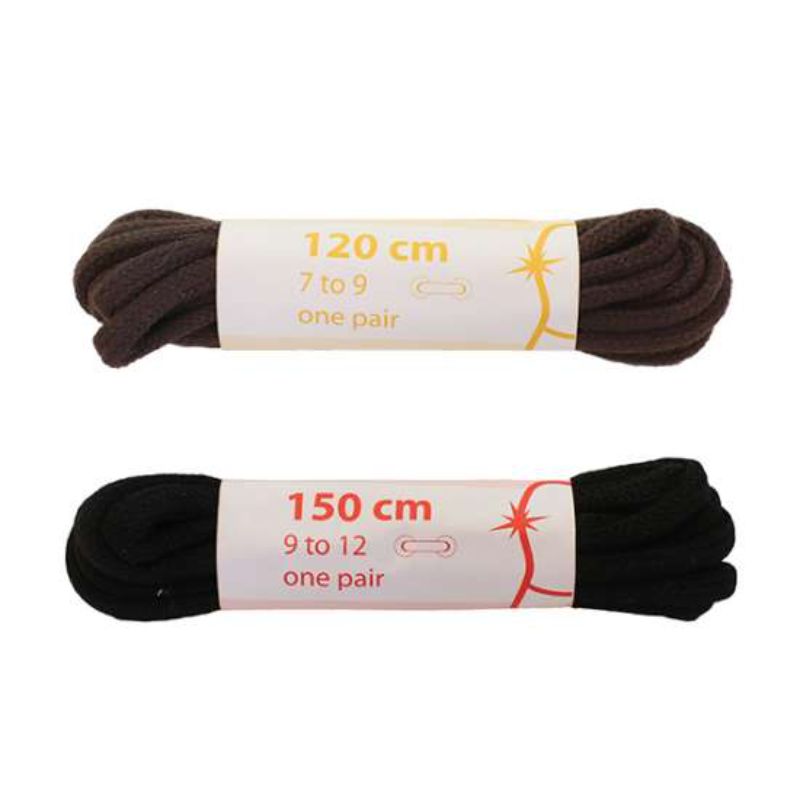 Laces - Footcom Round Corded Black Size 100cm (Pair)