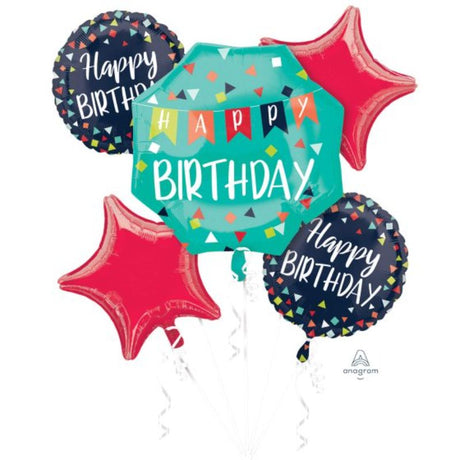 Set of 3 self-sealing foil balloons for a joyful birthday celebration.