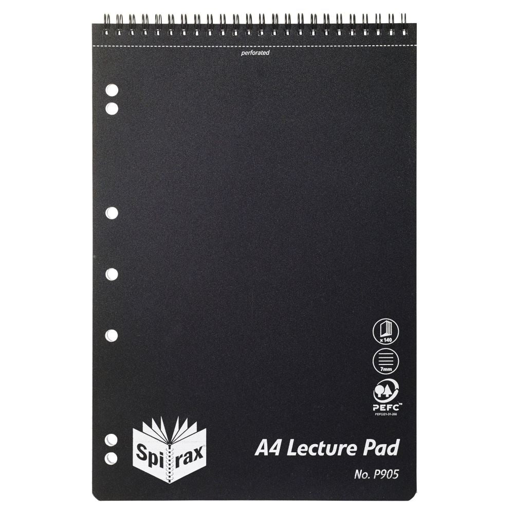 Spirax P905 P905 Pp Lecture Pad T/O 140 Pages Blk