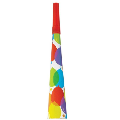 Vibrant pack of 24 colorful Bash Horns to elevate any celebration with festive sounds and lively atmosphere.