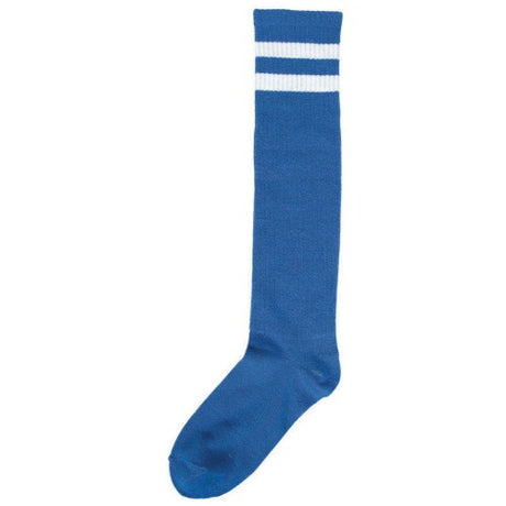 Stylish blue striped knee socks for comfort and versatility, perfect for casual or formal outfits.