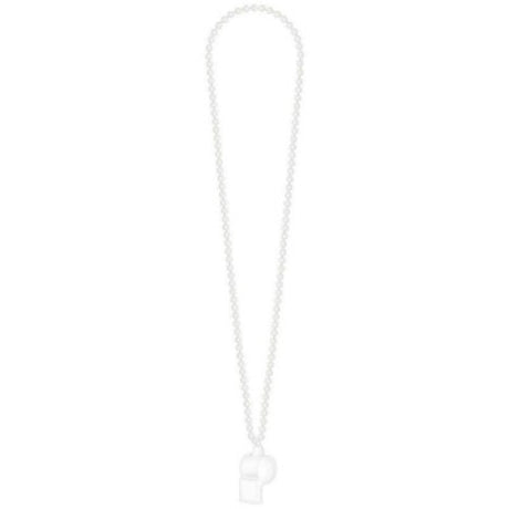 White whistle on a 36-inch chain necklace, stylish and functional accessory.