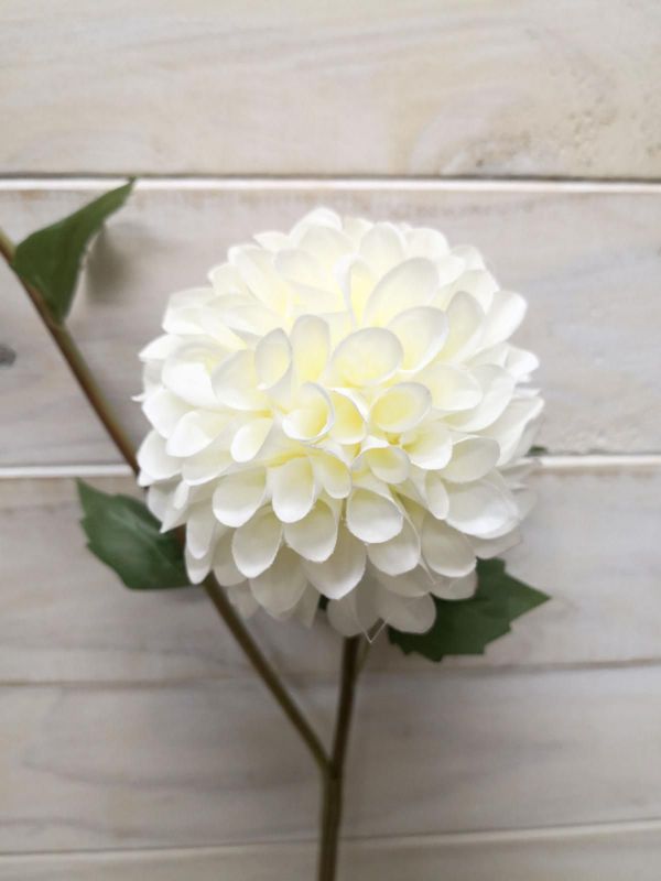 Artificial Flower Stem - Dahlia w/Bud (White)