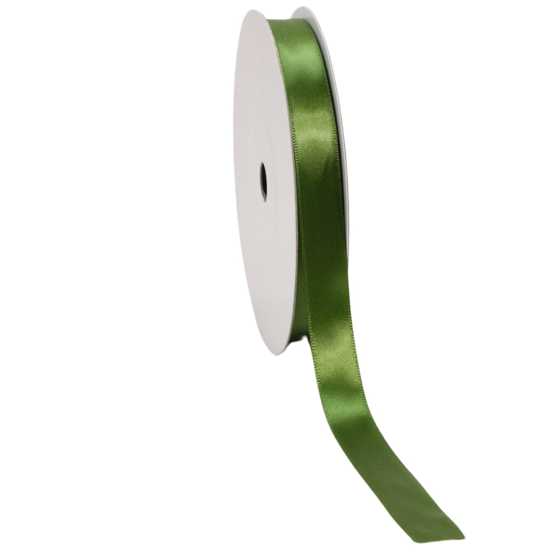 FD Satin Single Face Ribbon in Moss 15mm x 50m