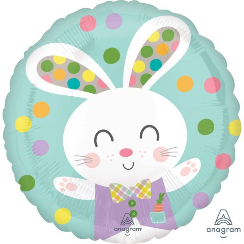 45cm Easter Spotted Bunny balloon, colorful foil design, perfect for festive celebrations and spring parties.
