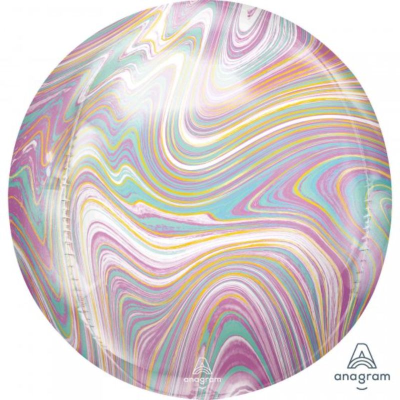 Large pastel marble foil balloon from ANAGRAM, perfect for parties and events, measuring 38cm x 40cm.
