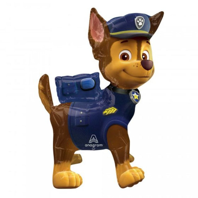 Self-sealing Paw Patrol Chase balloon, 43cm x 60cm, vibrant decoration for themed parties and celebrations.