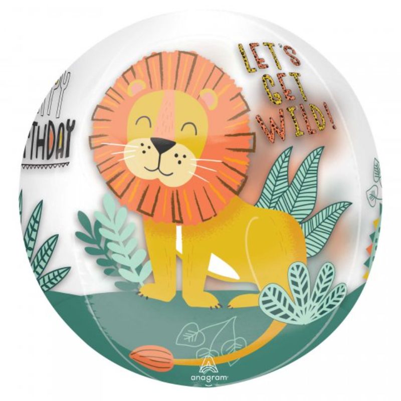 Vibrant Orbz XL Get Wild Happy Birthday balloon in 38cm x 40cm, perfect for colorful birthday celebrations.