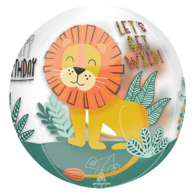 Vibrant Orbz XL Get Wild Happy Birthday balloon in 38cm x 40cm, perfect for colorful birthday celebrations.