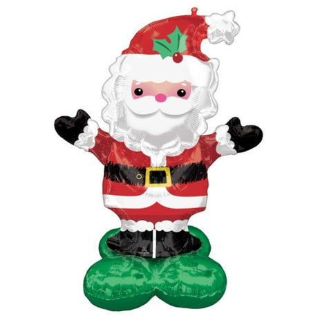 Large air-filled Christmas Santa balloon, 101cm x 134cm, perfect for festive decor and celebrations.