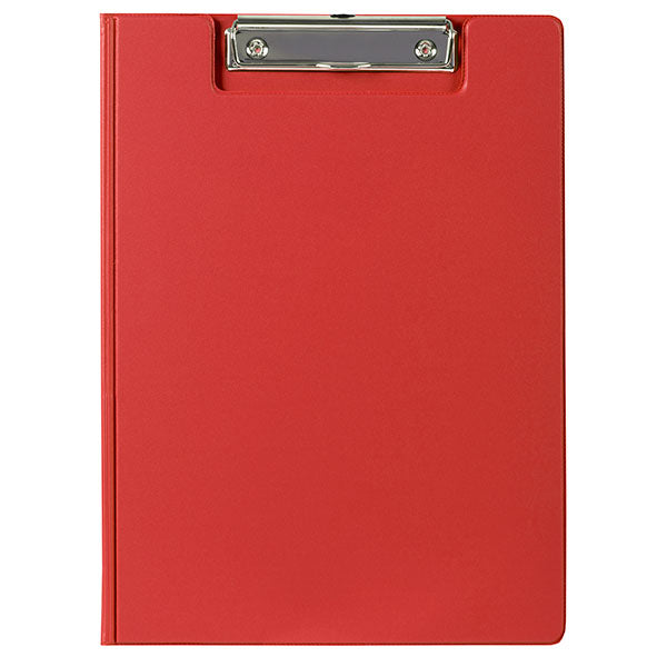 Marbig Clipfolder Pe A4 Red pack of 20, durable with wire clips, clear pocket, perfect for organizing documents.