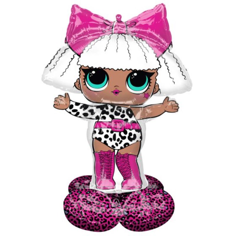 Glam Diva inflatable balloon, 88cm x 119cm, perfect for LOL Surprise themed parties with vibrant colors and fun graphics.