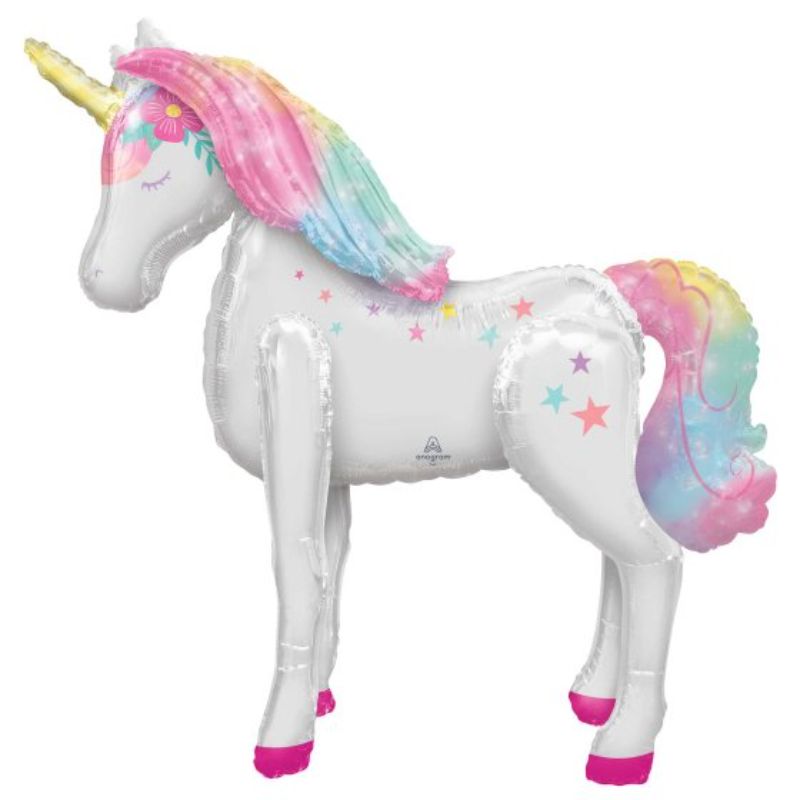 AirWalker Enchanted Unicorn foil balloon, 106cm x 116cm, perfect for kids' parties and magical celebrations.