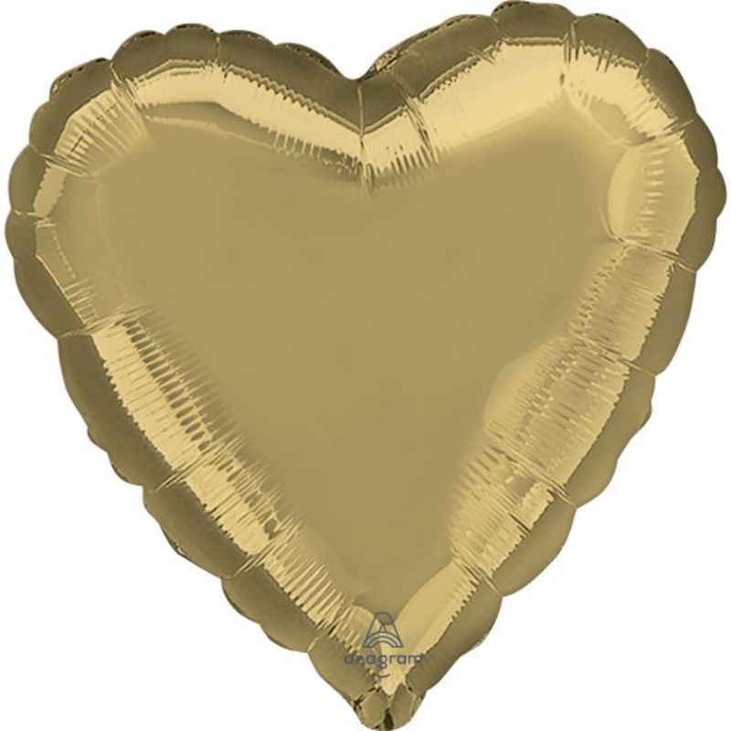 White gold heart-shaped self-sealing foil balloon, 45cm in size.