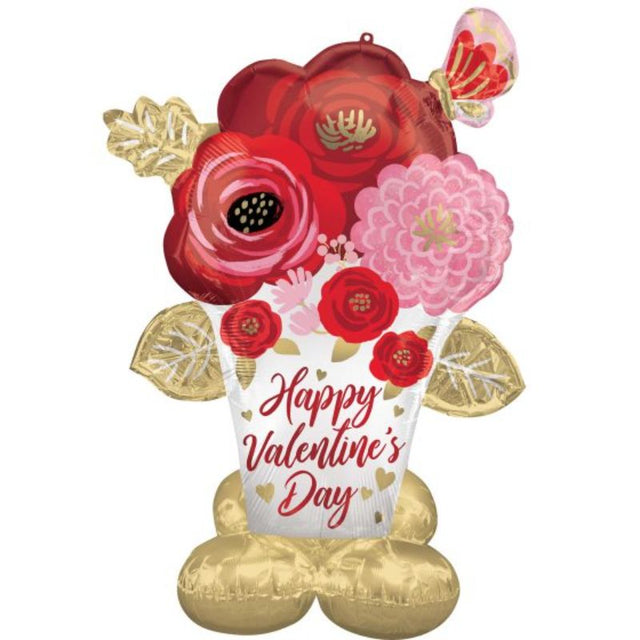 Large satin-painted flower balloons for Valentine's Day, 99cm x 134cm, perfect for romantic decorations and celebrations.