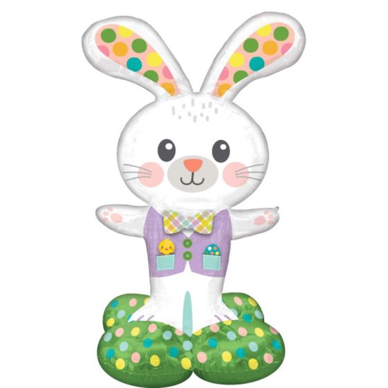 AirLoonz Spotted Easter Bunny balloon, 73cm x 116cm, features cute bunny designs, perfect for Easter celebrations.
