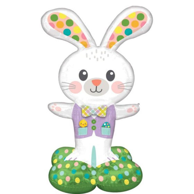 AirLoonz Spotted Easter Bunny balloon, 73cm x 116cm, features cute bunny designs, perfect for Easter celebrations.