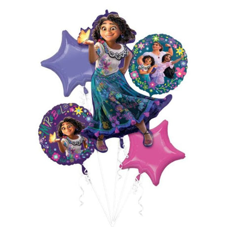 Vibrant Bouquet Encanto P75 foil balloons in a pack of 5, perfect for festive celebrations and events.