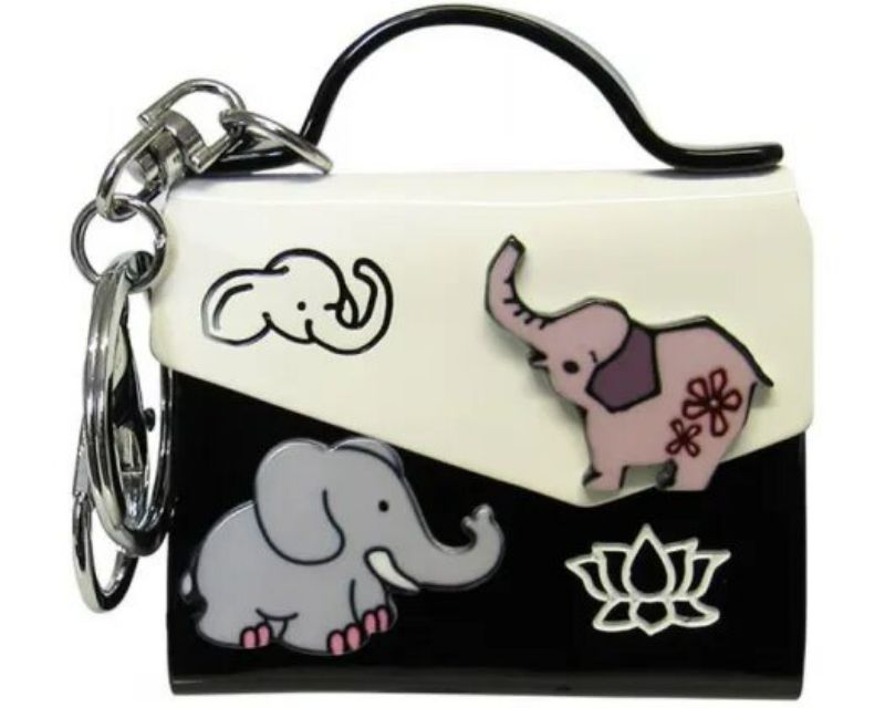 Keyring Handbag - Elephants (7cm)