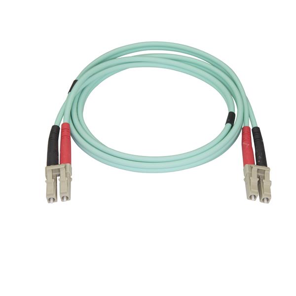 1m Aqua OM4 Duplex Multimode Fiber Optic Cable - 100 Gb - 50/125 - LSZH - High-Speed Network Connectivity