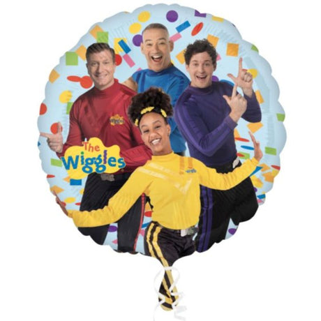 Vibrant 45cm Wiggles foil balloon featuring beloved characters, perfect for themed parties and celebrations.